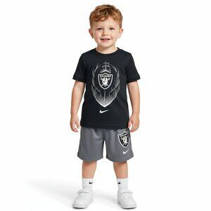Nike Boy's Las Vegas Raiders 2 Piece Set Shirt and Shorts 2T NEW WITH TAGS
